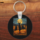 Porte-clés Chat noir Halloween Amoureux de les chats Starry N (Recto)