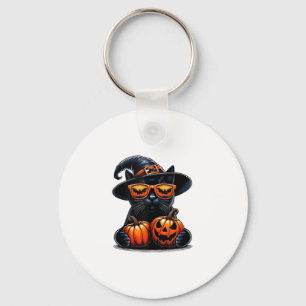 Porte-clés Chat noir Halloween Holding Citrouilles Amoureux d