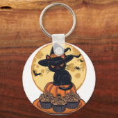 Porte-clés Chat Noir Halloween – Mignon & Effrayan (Recto)