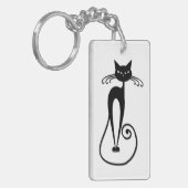 Porte-clés Chat noir maigre fantaisiste (Devant gauche)