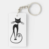Porte-clés Chat noir maigre fantaisiste (Dos)