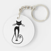 Porte-clés Chat noir maigre fantaisiste (Dos)