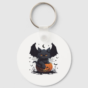 Porte-clés Chat noir mignon avec ailes de chauve-souris Jack-