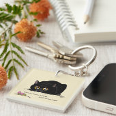 Porte-clés Chat noir mignon et joueur, Queue de Kitty qui rem (Devant Droit)