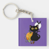 Porte-clés Chat noir mignon violet effrayant Halloween Citrou (Devant)