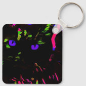 Porte-clés Chat noir néon avec yeux brillants (Dos)