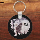 Porte-clés Chat noir par une Pleine lune magique (Recto)