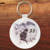 Porte-clés Chat noir par une Pleine lune magique (Recto)