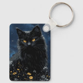 Porte-clés Chat noir parmi les fleurs (Verso)