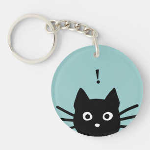 Porte-clés Chat noir qui regarde avec couleur et texte person