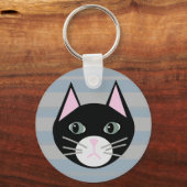 Porte-clés Chat noir, rayures (Recto)