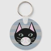 Porte-clés Chat noir, rayures (Verso)