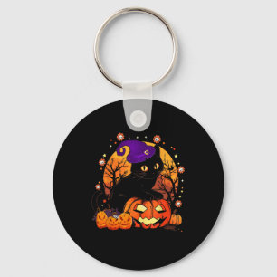 Porte-clés Chat Noir Rétro Halloween Costume Citrouille Pour