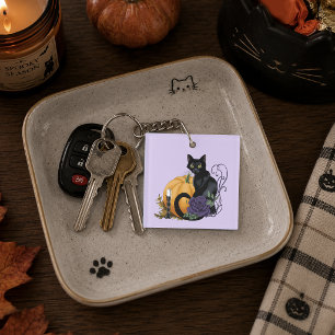 Porte-clés Chat noir Rose pourpre Citrouille Citrouille