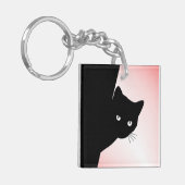 Porte-clés Chat Noir Rusé Rose (Devant gauche)