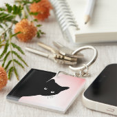 Porte-clés Chat Noir Rusé Rose (Devant Droit)
