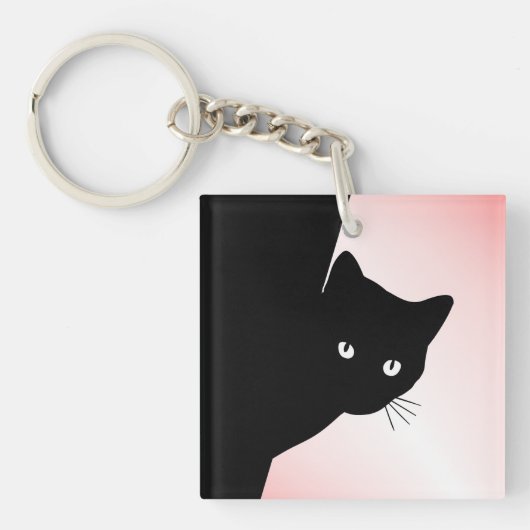 Porte-clés Chat Noir Rusé Rose (Devant)