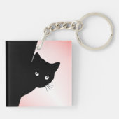 Porte-clés Chat Noir Rusé Rose (Dos)