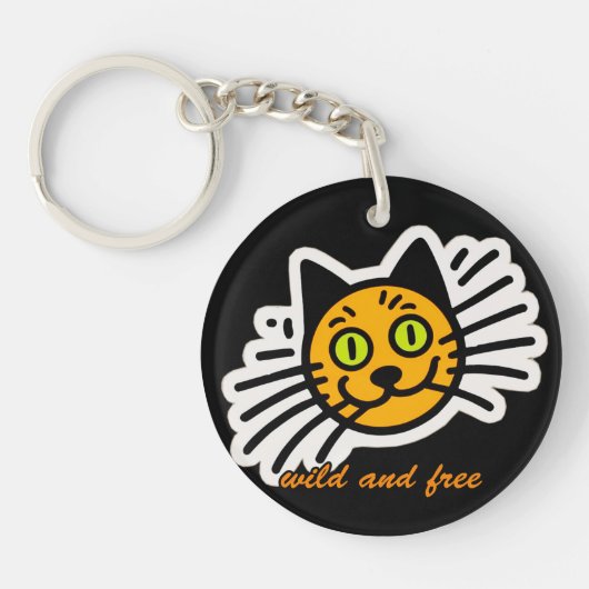 Porte-clés Chat noir sauvage et gratuit (Devant)