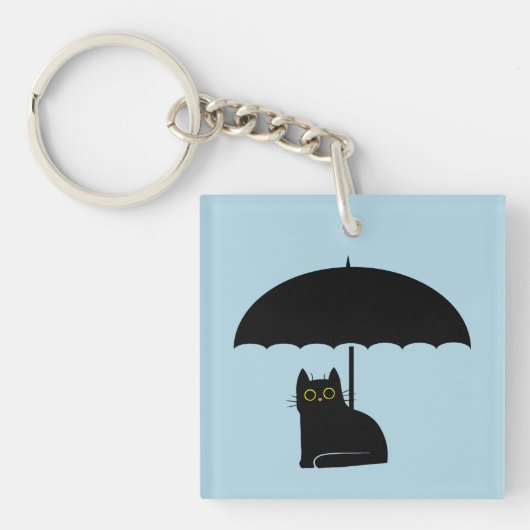 Porte-clés Chat noir sous parapluie (Devant)