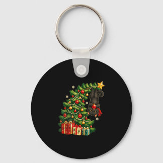 Porte-clés Chat noir suspendu à un arbre de Noël, animal de c