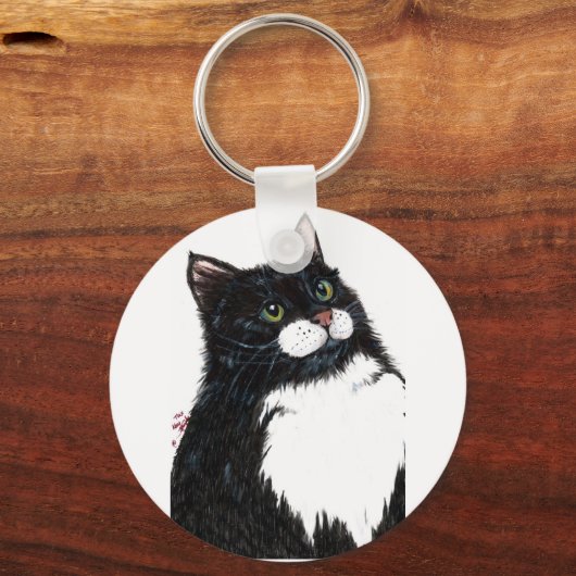 Porte-clés chat noir tux (Recto)