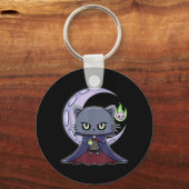 Porte-clés Chat noir vampire Dracula et feu magique pour (Recto)