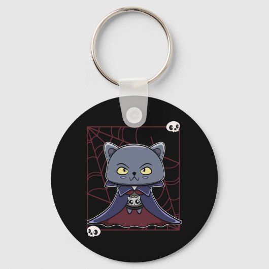 Porte-clés Chat Noir Vampire Dracula Et Objet De Monstre Pour (Recto)