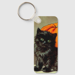 Porte-clés Chat noir vintage d'Halloween et Citrouilles
