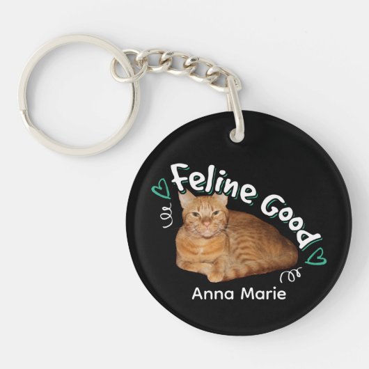 Porte-clés Chat Orange - Bon Mot Félin (Devant)