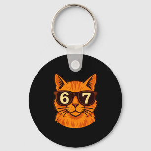 Porte-clés Chat Orange Drôle Célibataire 67 Soixante-Sept Mèm