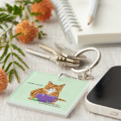 Porte-clés Chat orange gingembre endormi café vert violet (Devant Droit)