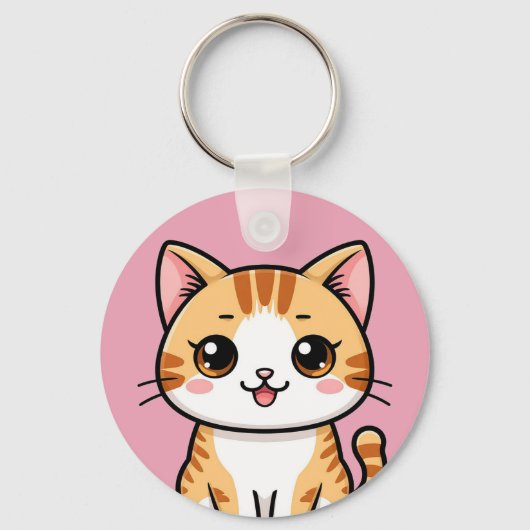 Porte-clés Chat Orange Mignon de Dessin Animé 🐱✨ Décoration (Recto)