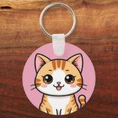 Porte-clés Chat Orange Mignon de Dessin Animé 🐱✨ Décoration (Recto)