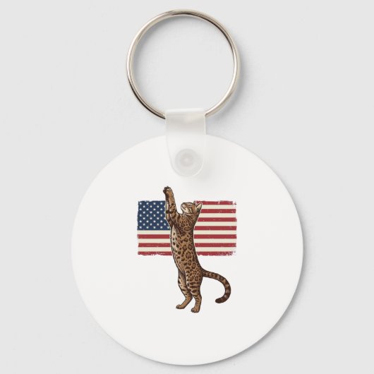 Porte-clés Chat patriotique Drapeau américain Design vectorie (Recto)
