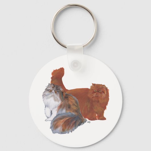 Porte-clés Chat Persan Calico et Chat à poil long rouge (Recto)