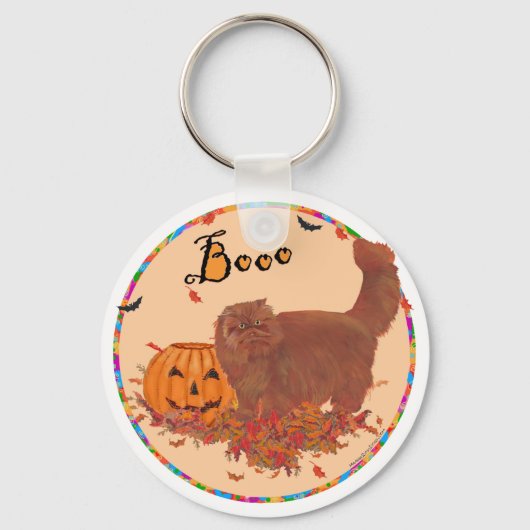 Porte-clés Chat Persan Rouge Halloween (Recto)