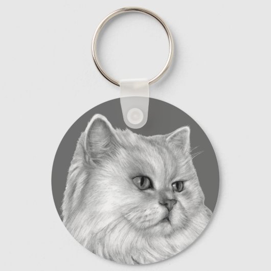 Porte-clés Chat perse blanc (Recto)