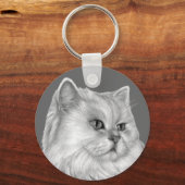 Porte-clés Chat perse blanc (Recto)