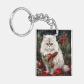 Porte-clés Chat perse en Noël de neige (Devant gauche)