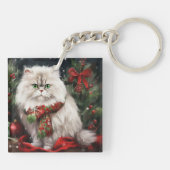 Porte-clés Chat perse en Noël de neige (Dos)