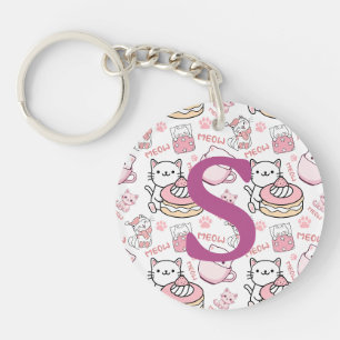 Porte-clés Chat personnalisé rose mignon