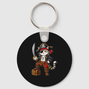 Porte-clés Chat pirate mignon costume d'Halloween graphique d