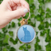 Porte-clés Chat pointillé - nuances de bleu (Main)