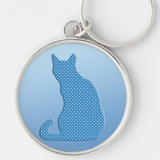 Porte-clés Chat pointillé - nuances de bleu (Devant)