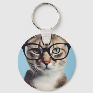 Porte-clés Chat Portant des lunettes
