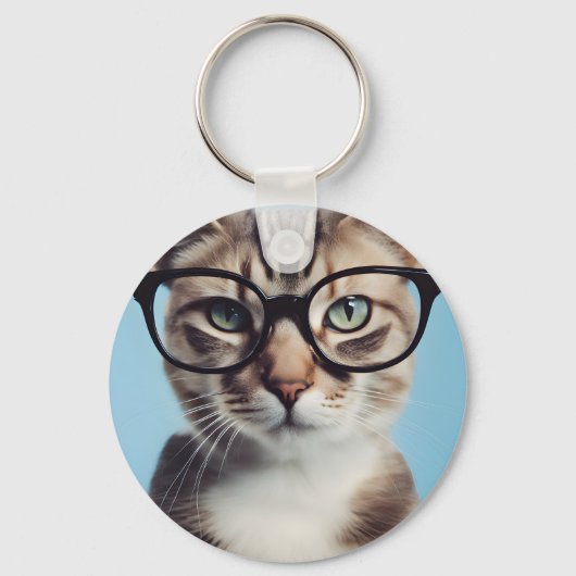 Porte-clés Chat Portant des lunettes (Recto)