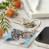Porte-clés Chat Portant des lunettes (Devant Droit)