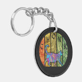 Porte-clés Chat psychédélique - Trippy Feline Art (Devant gauche)