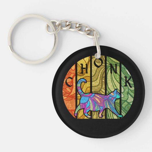 Porte-clés Chat psychédélique - Trippy Feline Art (Devant)